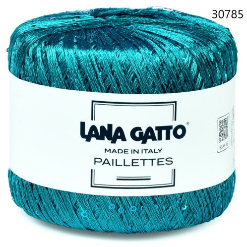 Пряжа LANA GATTO PAILLETTES , цвет- Бирюза с пайетками , 30785 - 4 шт. #1