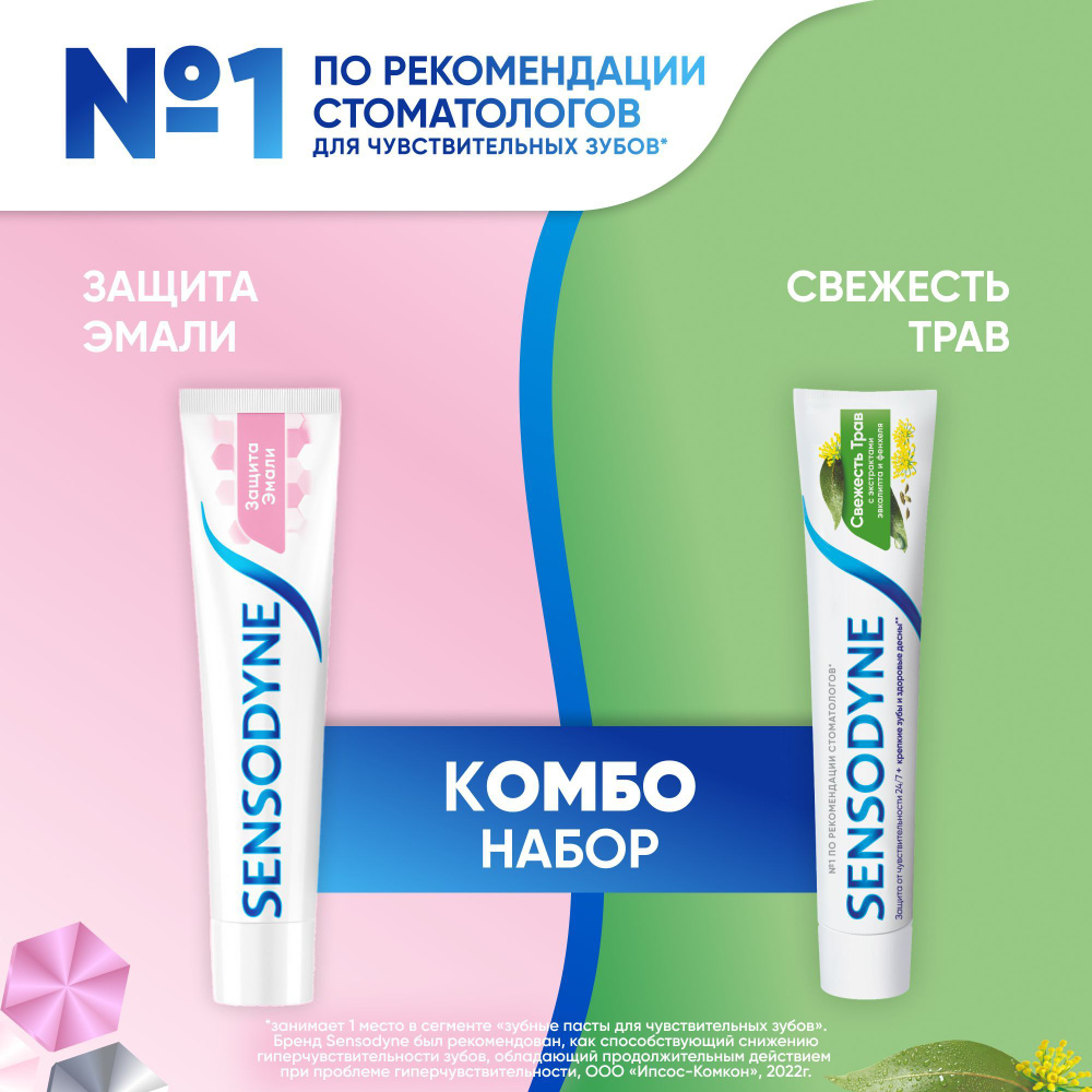 Зубная паста Sensodyne Защита эмали и Свежесть трав, 75 мл 2 шт  #1