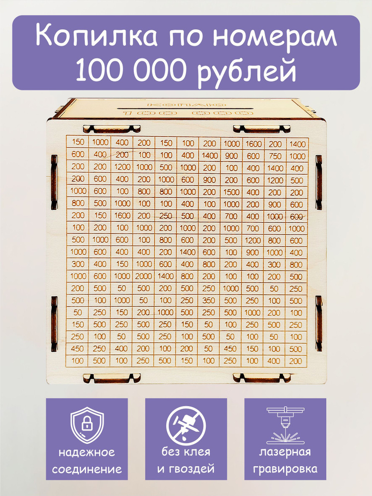 Копилка раскраска деревянная на 100000 рублей #1