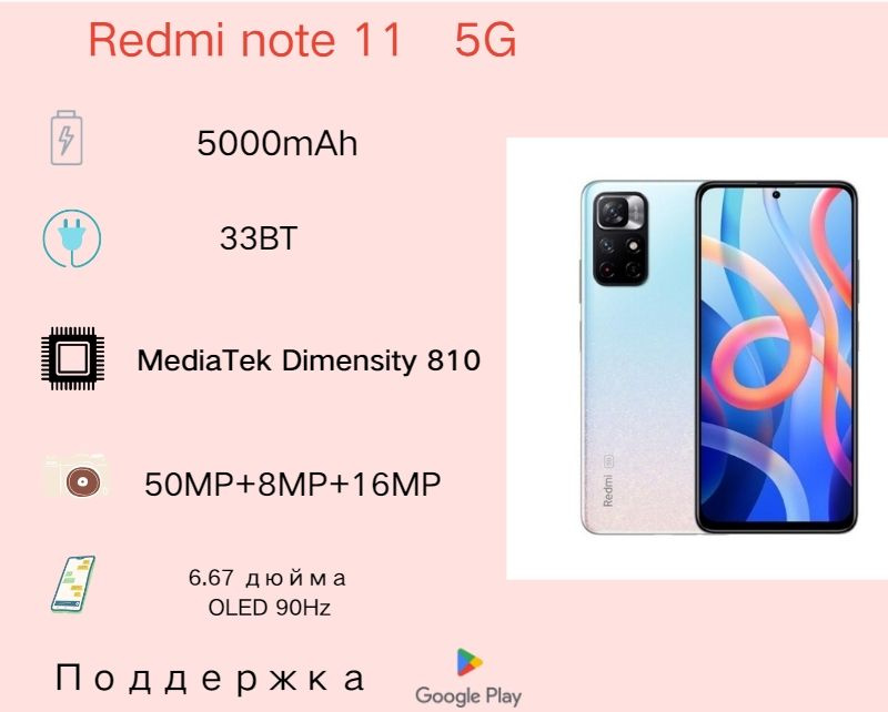 Redmi Смартфон Смартфон Redmi note11 5G (Поддержка и)Google, универсальное по всему миру, возможность #1