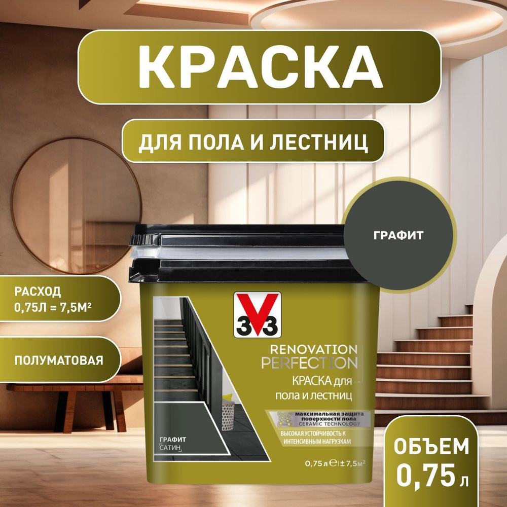 Краска для пола и лестниц RENOVATION PERFECTION ГРАФИТ 750 мл #1