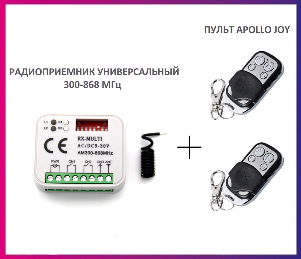 Радиоприемник внешний универсальный 2-х канальный для ворот и шлагбаумов RX-MULTI 300-868MHz AC/DC9-30v #1