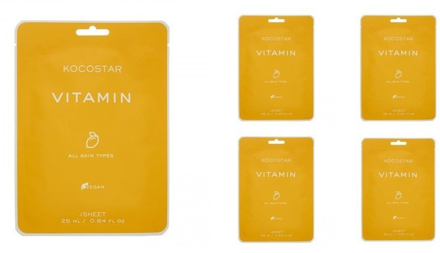 Kocostar Увлажняющая тканевая маска для лица Vegan Mask Vitamin, с экстрактами грейпфрута и лимона, 25 #1