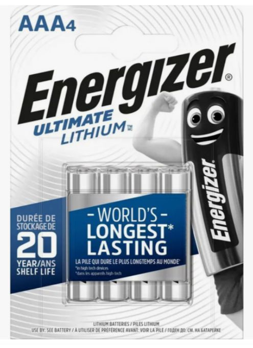 Батарейка Energizer Ultimate Lithium R03 AAA, 4 штуки (4 штуки в блистере) #1