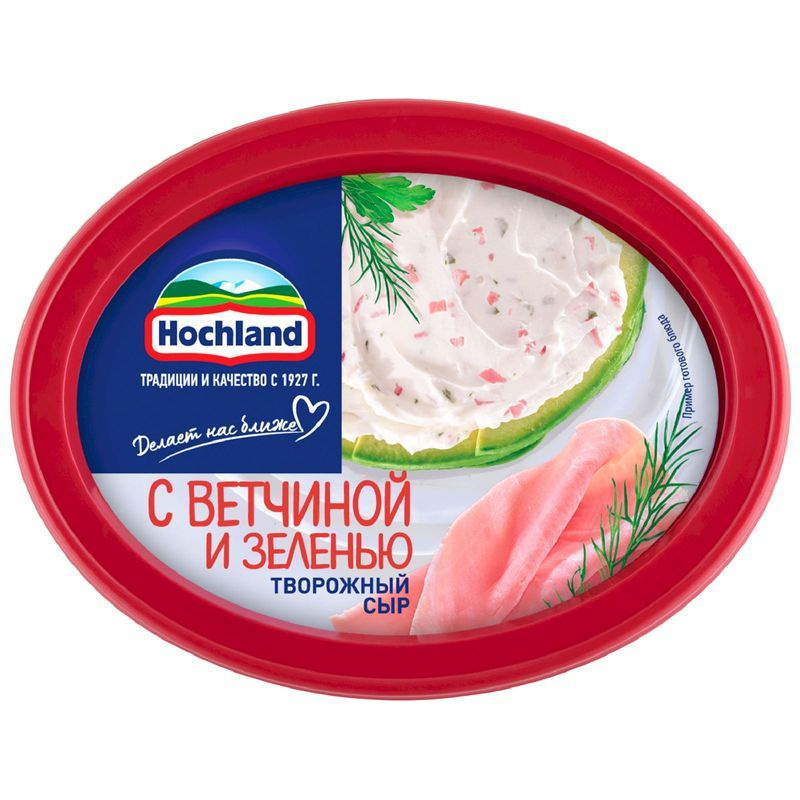 Сыр творожный Hochland с ветчиной и зеленью 60%, 140г #1