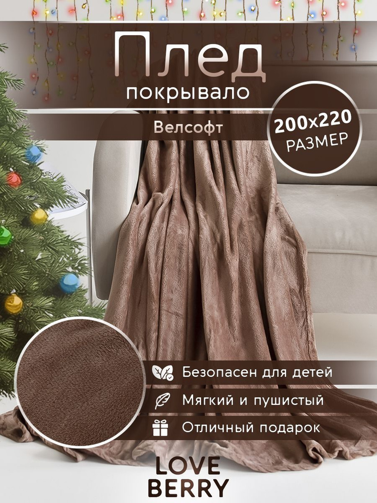 LoveBerry Плед , Велсофт, 200х220 см #1