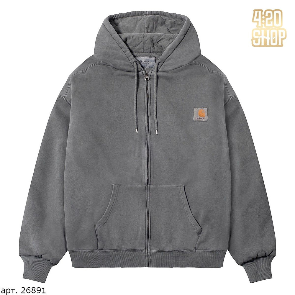 Худи Мужской, Женский 4:20 Shop Нашивки темно-серый, серый Молния ...