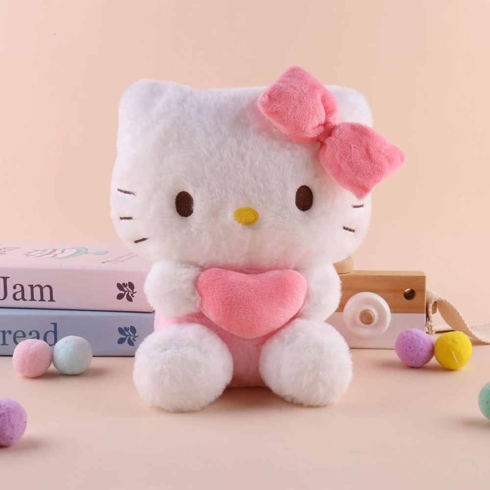 Плюшевая игрушка Hello Kitty Плюшевая игрушка Kuromi с сердечком 22 см для девочек милая красивая #1