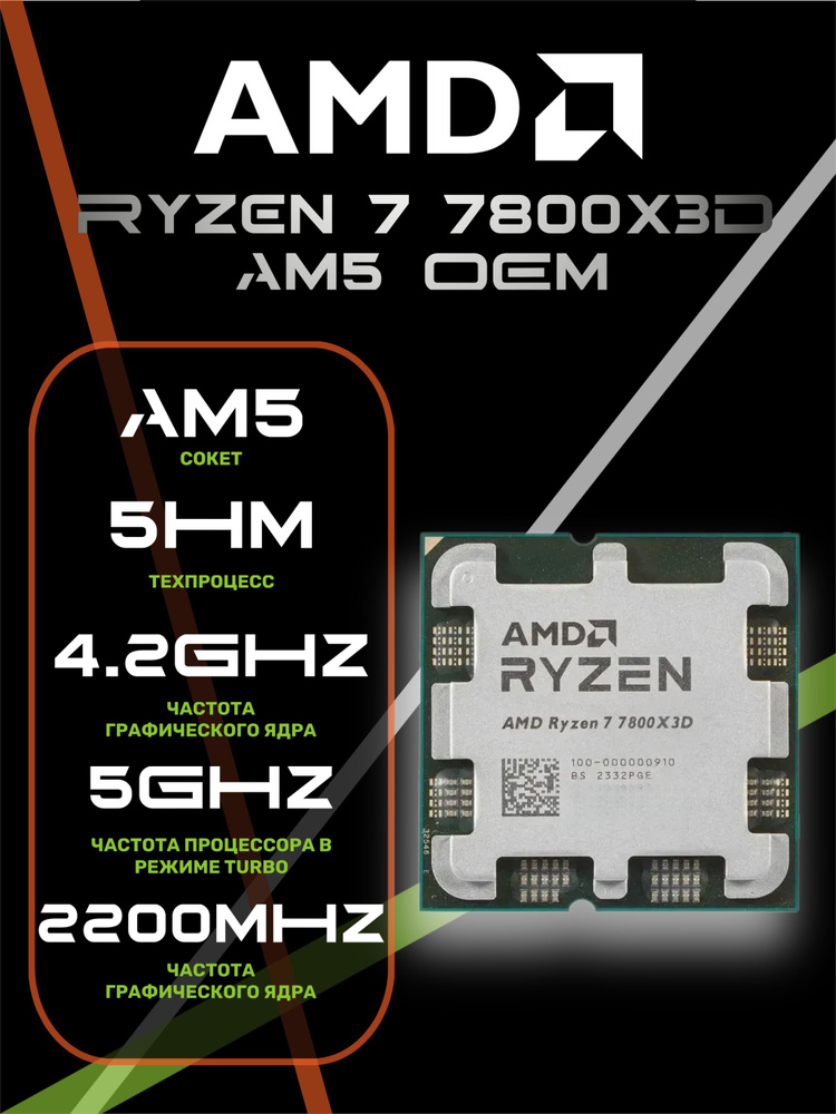 Процессор AMD Ryzen 7, OEM (без кулера), 8 яд., 4.2 ГГц 100