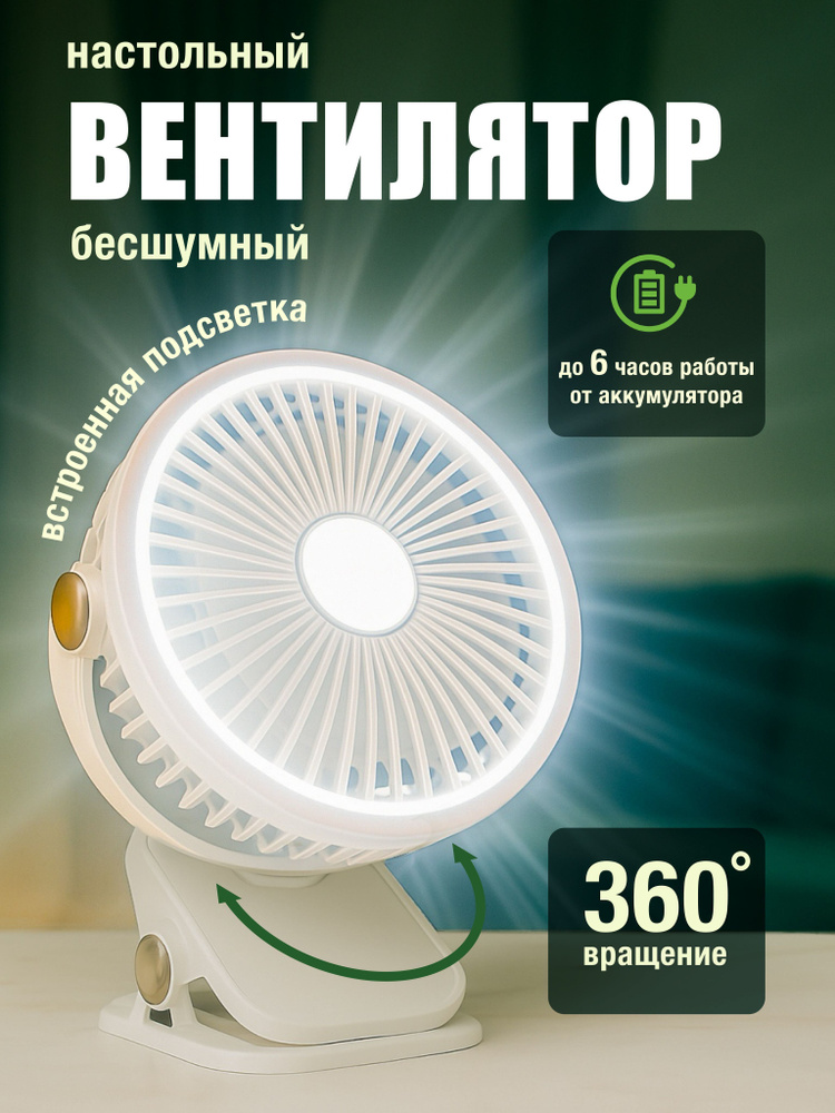 Настольный вентилятор настольный, белый #1