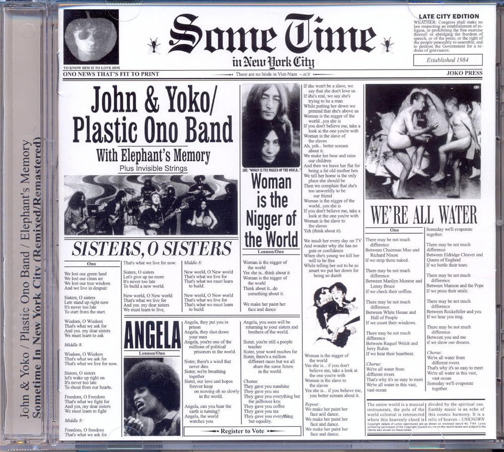 JOHN LENNON - SOMETIME IN NEW YORK City 1972 г. Компакт диск #1