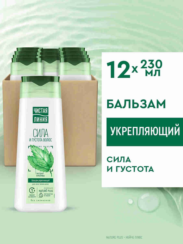 Бальзам для волос женский, кондиционер ополаскиватель Чистая Линия Сила и Густота для всех типов волос #1