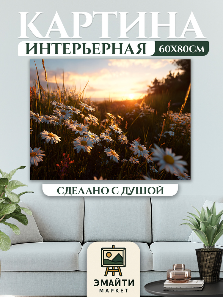 ЭМАЙТИ МАРКЕТ Картина "Поле ромашек" 60x80 см #1