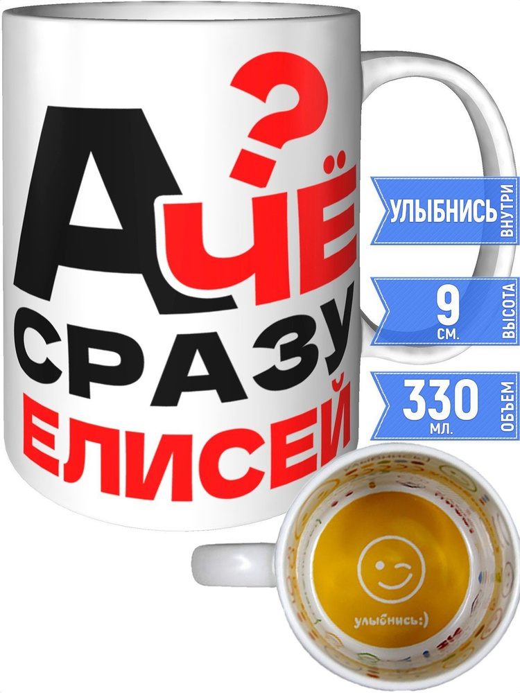Кружка А чё сразу Елисей? - улыбнись внутри #1