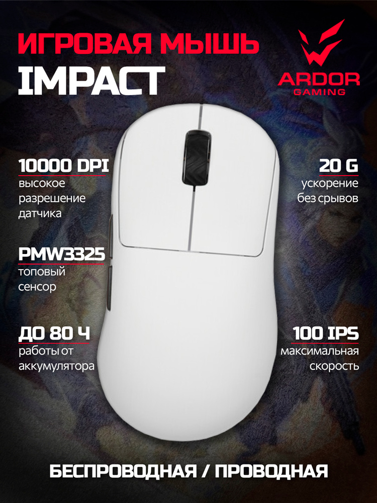 ARDOR GAMING Мышь беспроводная, белый, хром #1