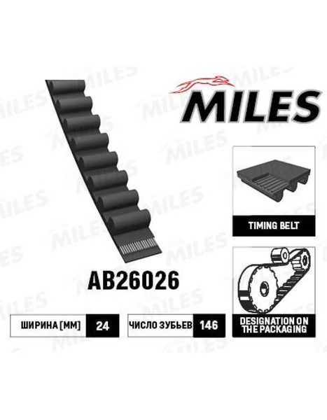 MILES Ремень ГРМ. 146 зуб.. ширина 24.0 мм