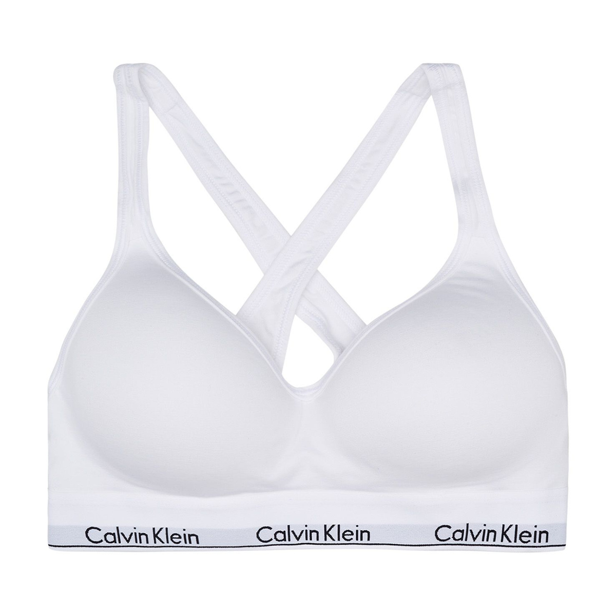 Женский топ-бра Calvin Klein BRALETTE LIFT. Фирменная линейка нижнего белья и домашней одежды MODERN COTTON от Calvin Klein обеспечивает дышащий комфорт и спортивный вид. Модель с мягкими формованными чашечками с легким эффектом лифтинга и с перекрестной спинкой сзади. Состав: 53% хлопок, 35% модал, 12% эластан. Магазин Superstep.