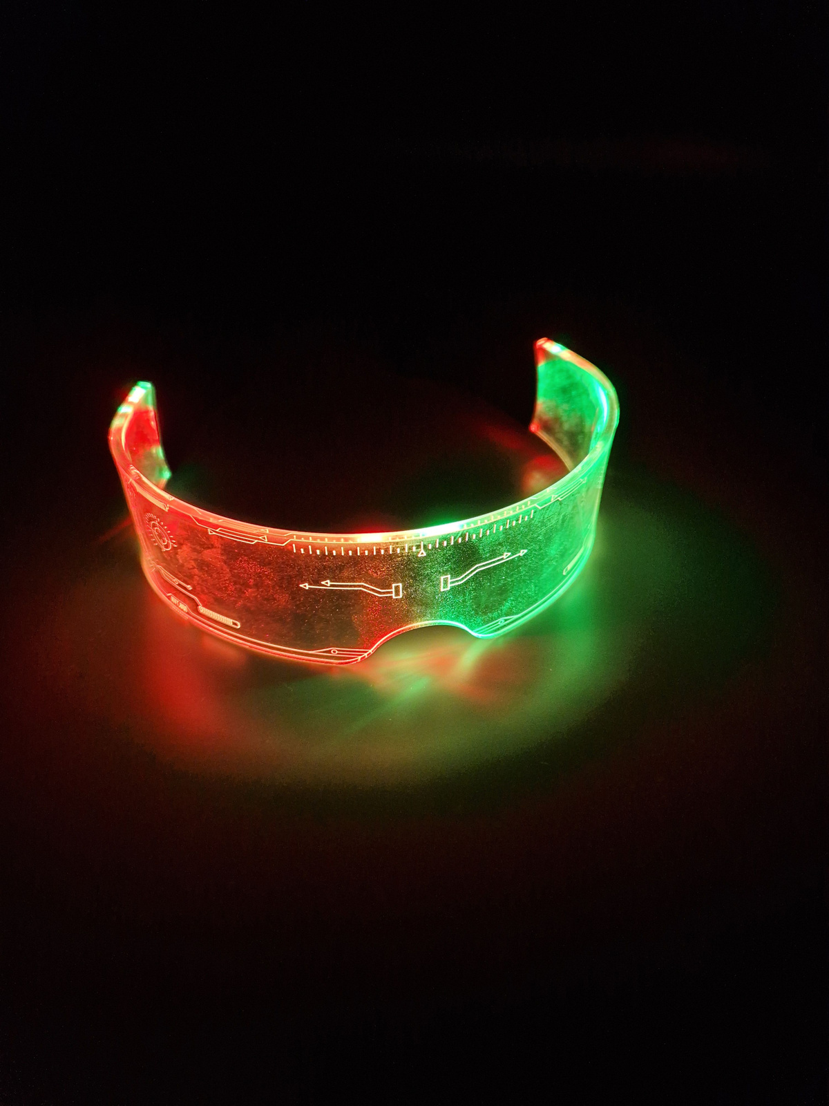 Светящиеся мигающие LED киберпанк очки / Прозрачные неоновые очки ...