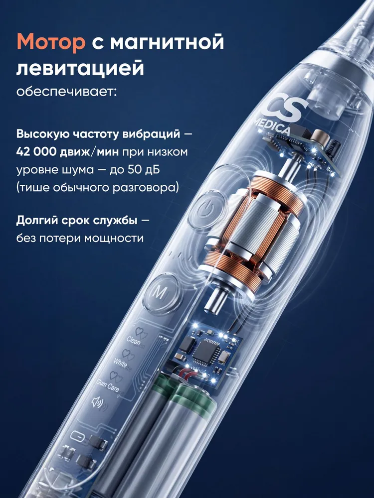 Электрическая звуковая зубная щетка CS Medica CS-333-BK (синяя), синий, фото 5