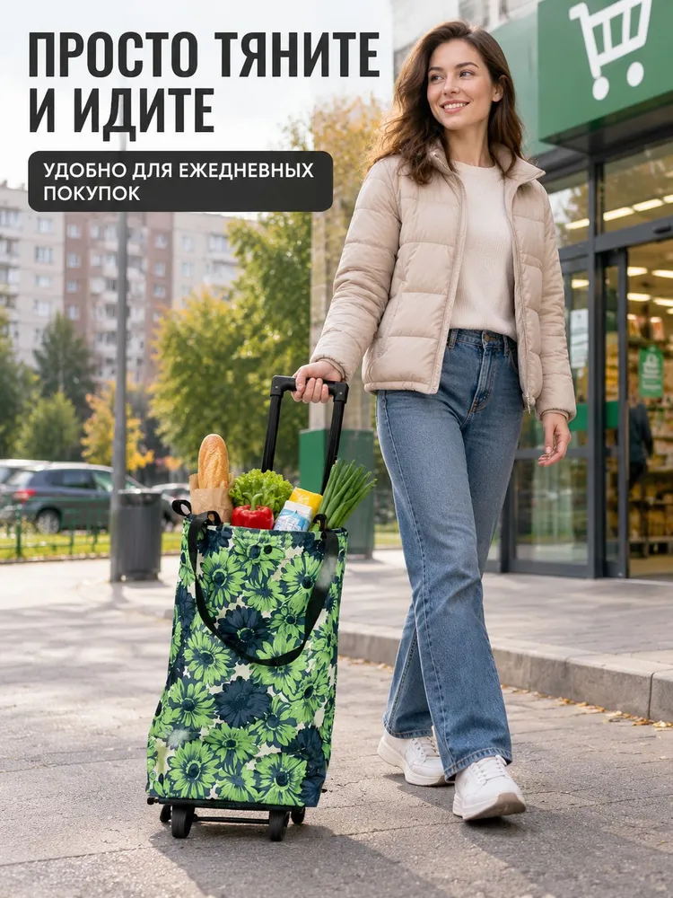 Сумка-тележка на колесах хозяйственная 83x18x28, Немецкое качество, 83x18x28, фото 2