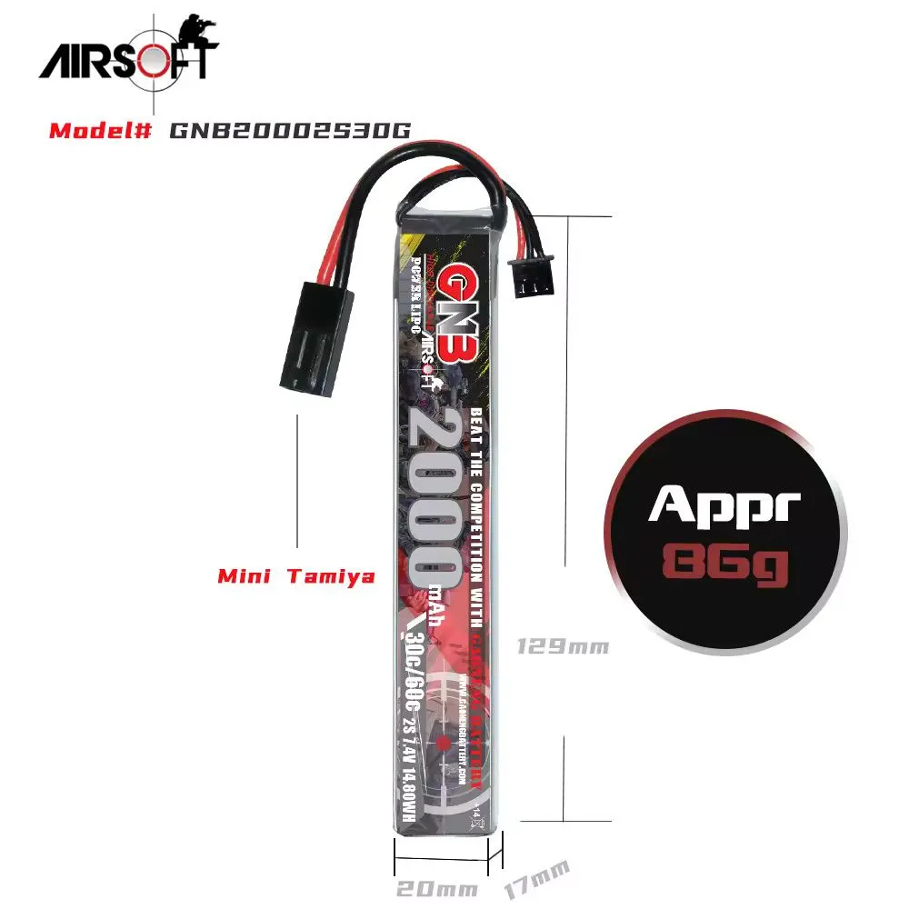 Gaoneng GNB 2S 7.4V 2000mAh 30C Mini Tamiya LiPo Battery