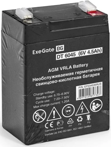 ExeGate EP234535RUS Батарея DT 6045/EXG645 (6V 4.5Ah) клеммы F1