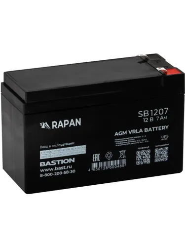 Бастион 9163 RAPAN SB 1207 Аккумуляторная батарея RAPAN SB 1207 АКБ свинцово-кислотная тип AGM 12V 7