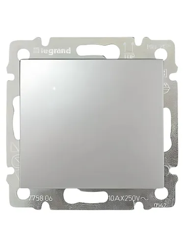 Valena Classic Выключатель 1-клавишный 10А безвинтовое крепление алюминий