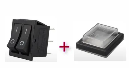 Выключатель кулисный с подсветкой +Чехол (Кнопка двойная чёрная 2D6P) 220В 16A вкл/выкл
