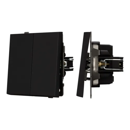 Механизм выключателя двухклавишный непроходной SWT-TENDO-MK02-SFPL-BK (230V, 10A) (Arlight, Матовый