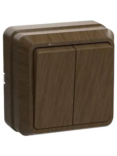Выключатель 2-клавишный, ВС20-2-0-ОД, OKTAVA, для открытой установки, дуб, 10А