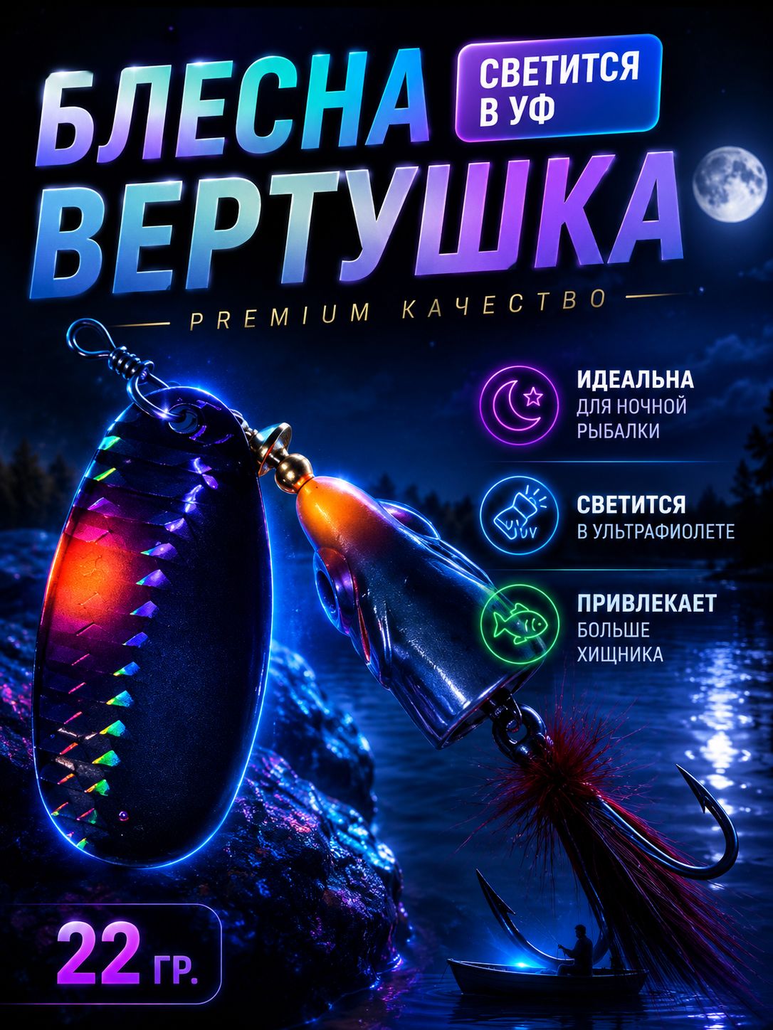 Рыболовная блесна вертушка 22 гр. на щуку окуня