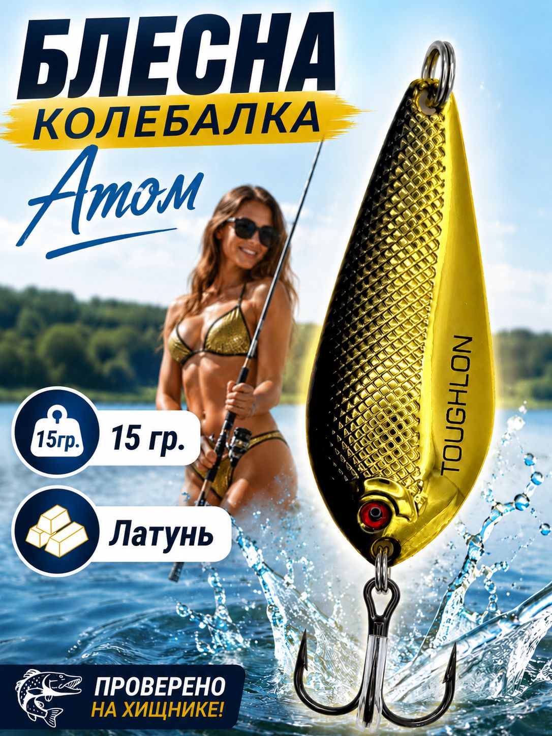 Блесна колебалка атом на щуку и судака 15 гр.