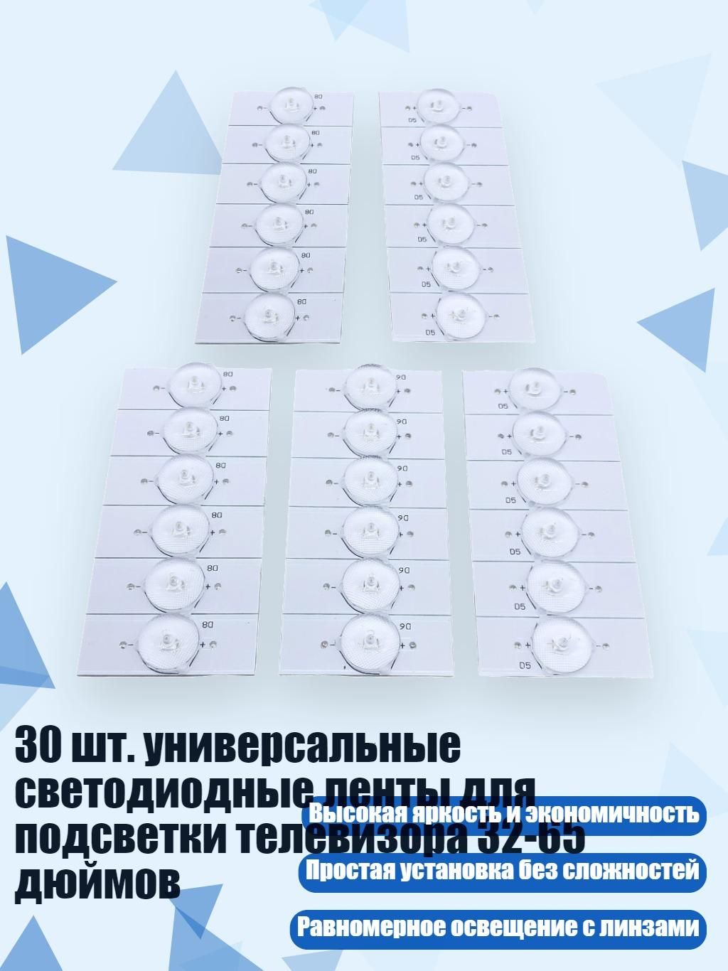 30шт.универсальныесветодиодныелентыдляподсветкителевизора32-65дюймов,набориз30предметов