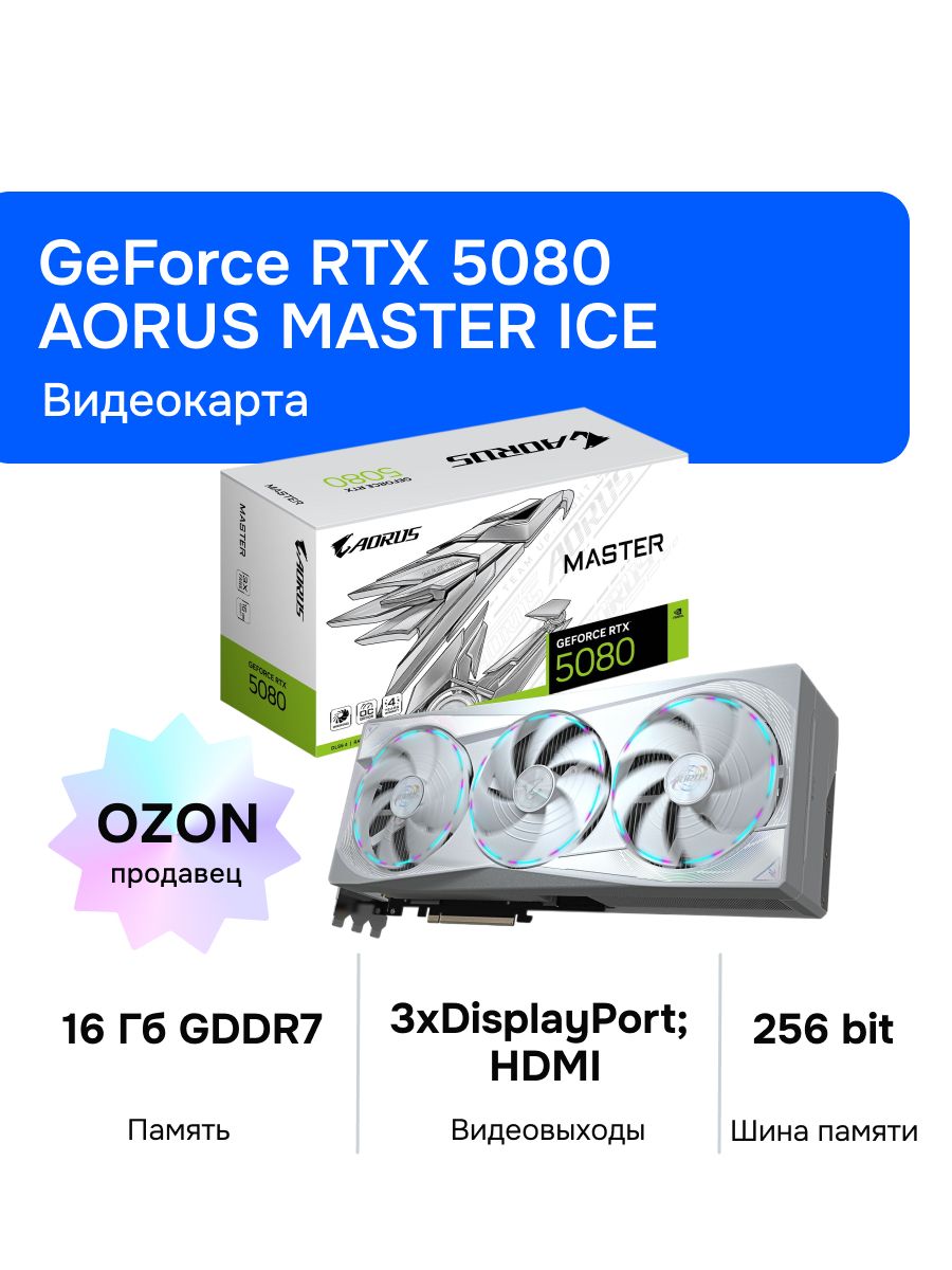 Видеокарта Gigabyte GeForce RTX 5080, 16 ГБ PCI Express 5.0