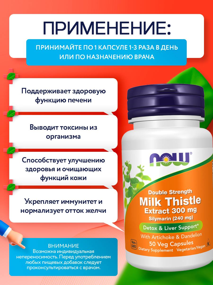 Now, SILYMARIN MILK THISTLE 300mg 50 капсул