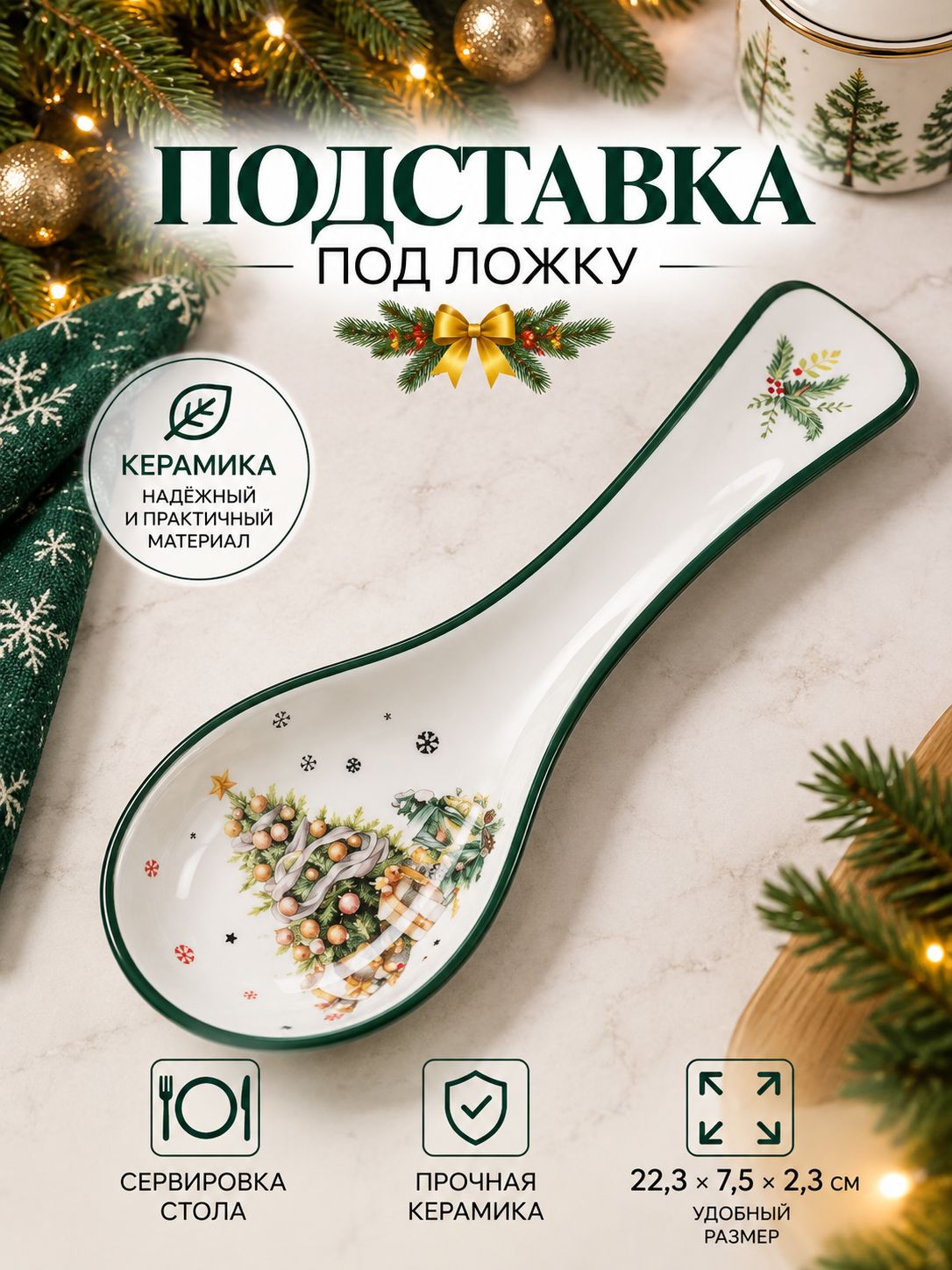 Подставка под ложку подарочная, новогодняя, Доляна