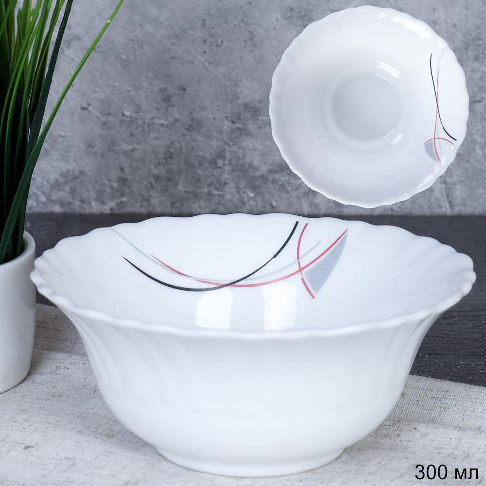 Салатник WHITE LILY глубокий Абстракция , 300 мл, диаметр 12,5 см, стеклокерамика