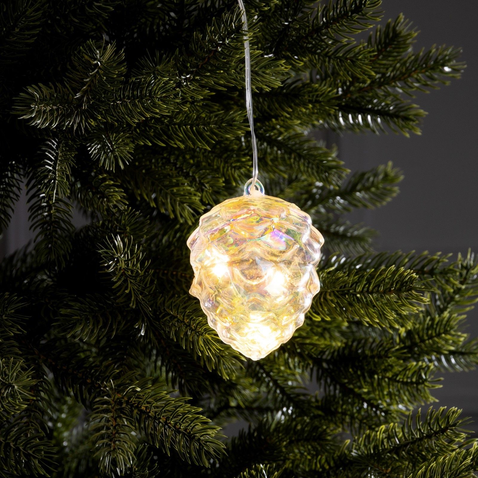 Елочная игрушка светодиодная Шишка, 10х8 см, 5 LED, ААх2, свечение тёплое белое