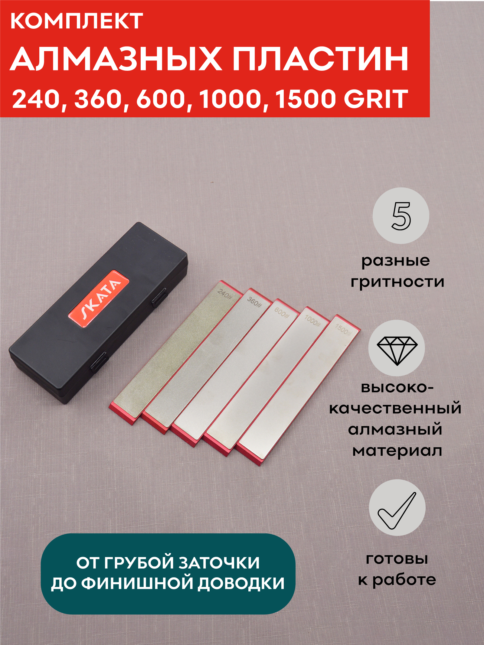 КомплекталмазныхпластинSKATA240,360,600,1000,1500грит