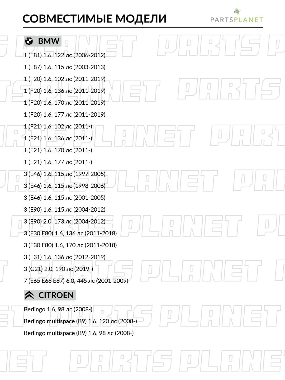 Цепь ГРМ PSA/BMW/MINI C3/C4/207/1(E87) 5FW(EP6)/ N45B20