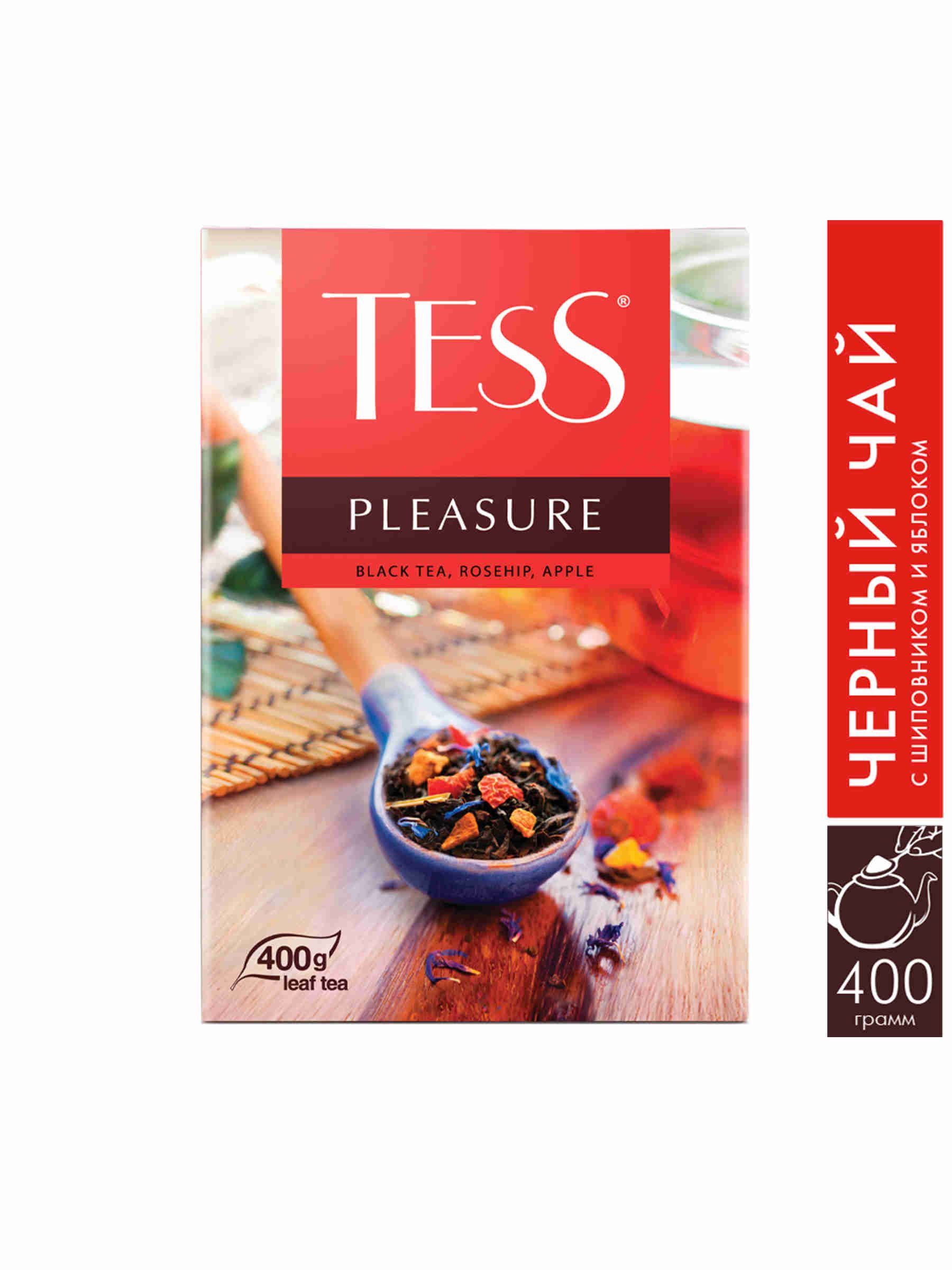Чай листовой черный Tess Pleasure, шиповник и яблоко, 400 г