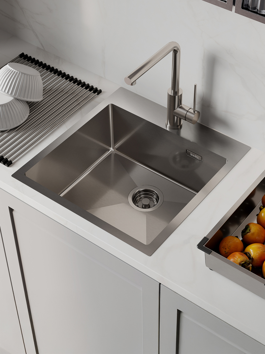 Фото товара на маркетплейсе ozon Мойка для кухни IDDIS, врезная, 51х49х20 см, нержавеющая сталь, без крыла, матовая, Хейз (Haze), HAZ49S0i77