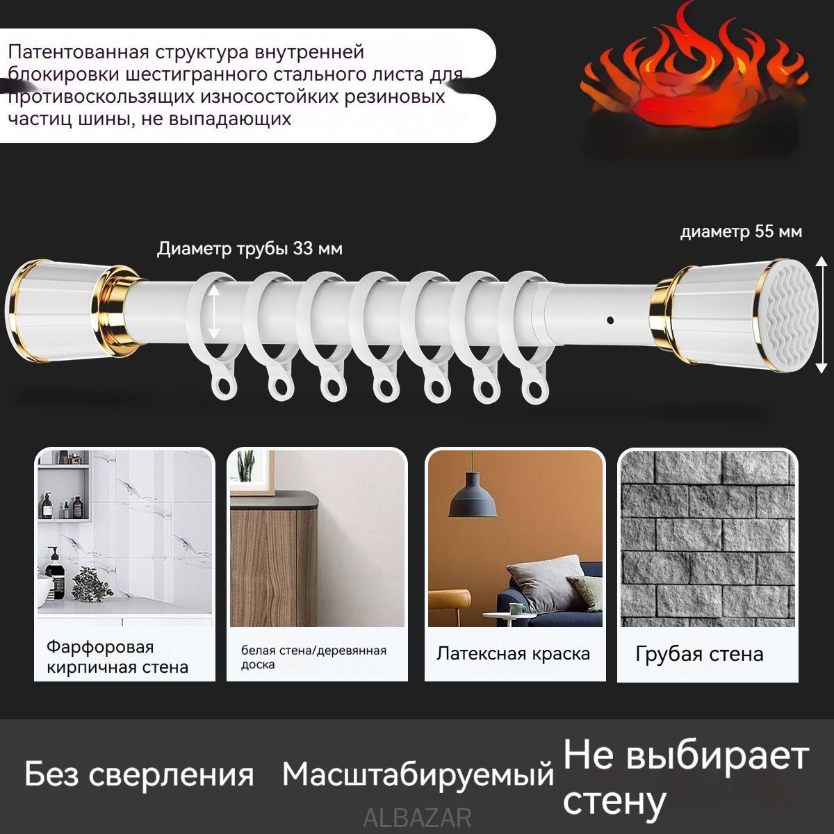 Карниз для штор для классических штор 1 ряд, 400 Гибкий купить c ...
