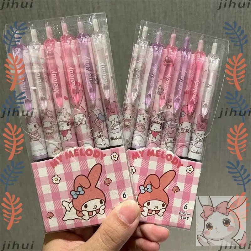 (Hello Kitty/Cinnamoroll) Прессованная гельовая ручка набор 6 шт с персонажами (разные дизайны) #1