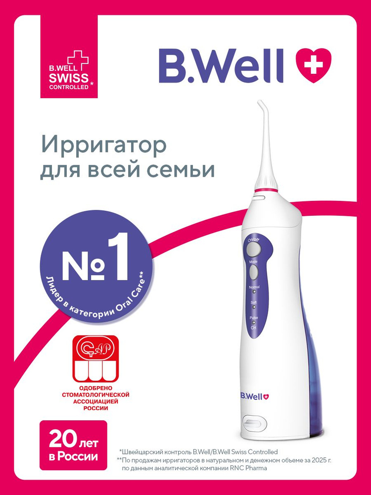 Ирригатор для полости рта портативный B.Well WI-911, 3 режима #1