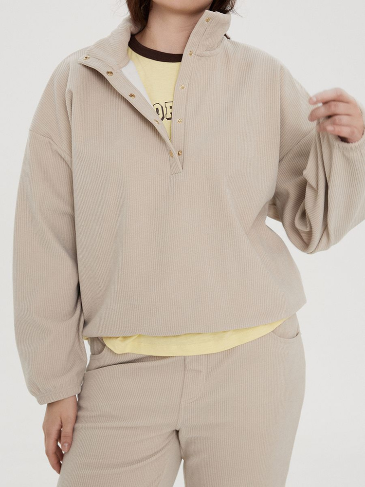 Свитшот Befree вельветовый с воротником на кнопках больших размеров, 1 шт #1
