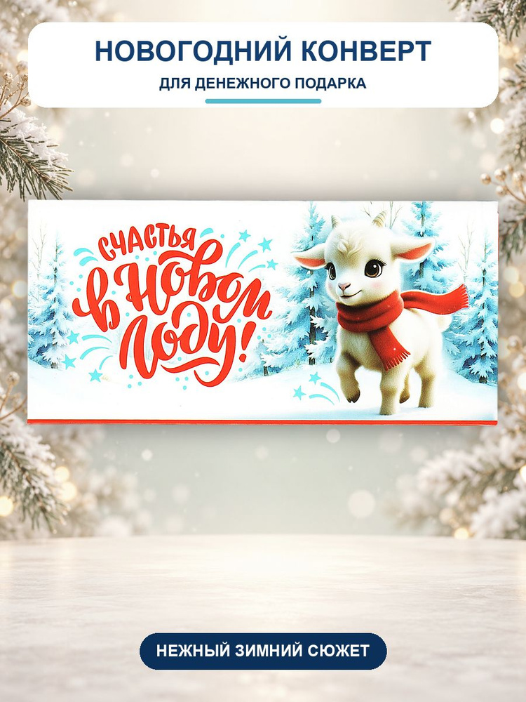 Конверт для денег С Новым Годом! Милая козочка - Символ 2027 года #1