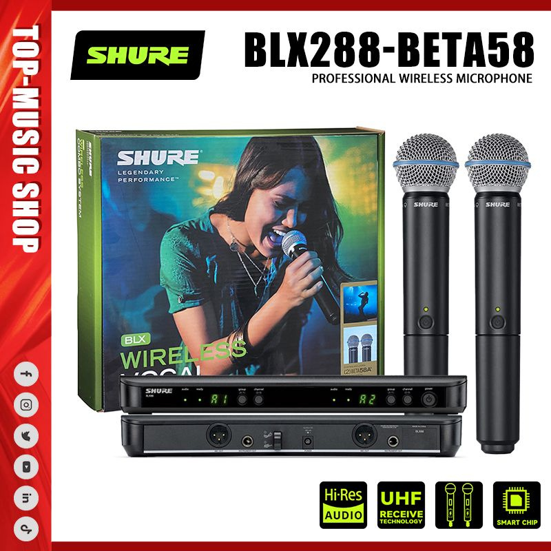 Shure Микрофон универсальный BLX288/SM58, черный матовый #1