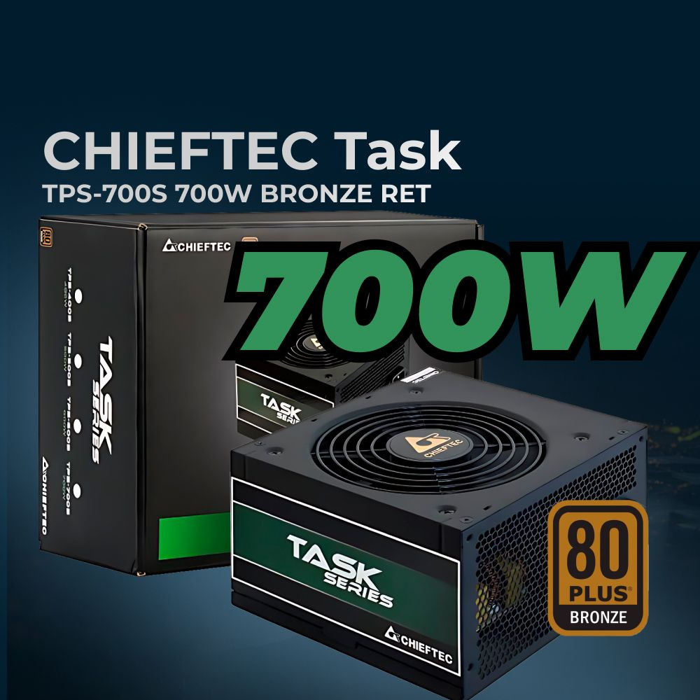 Блок питания для компьютера Chieftec Task TPS-700S (ATX 2.3, 700W, 80 PLUS  BRONZE, Active PFC, 120mm fan) Retail